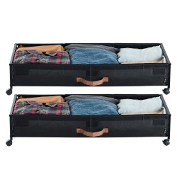 Sängynalussäilytyslaatikko 2 kpl 90,5×39,5×13 cm pyörillä läpinäkyvällä kannella