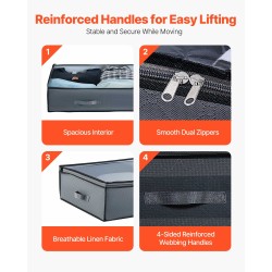 Sängynaluslaatikot 6 kpl 90 l laatikkoa kohti matala profiili läpinäkyvillä kansilla pyörillä