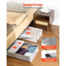 Sängynaluslaatikot 2 kpl 48 l matalaprofiiliset harmaat kannella ja taitettavat