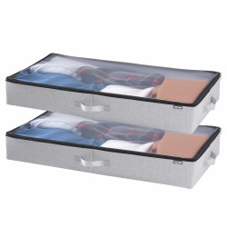 Matalat taitettavat sängynalussäilytyslaatikot 2 kpl 45 l läpinäkyvällä kannella