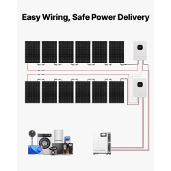 Aurinkosähköjärjestelmä 4800W 12x400W paneelia 51.2V 300Ah LiFePO4-akku 2x5000W hybridivaihtosuuntaajat