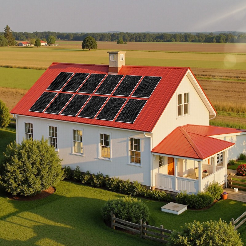 Aurinkosähköjärjestelmä 4800W 12x400W paneelia 51.2V 300Ah LiFePO4-akku 2x5000W hybridivaihtosuuntaajat