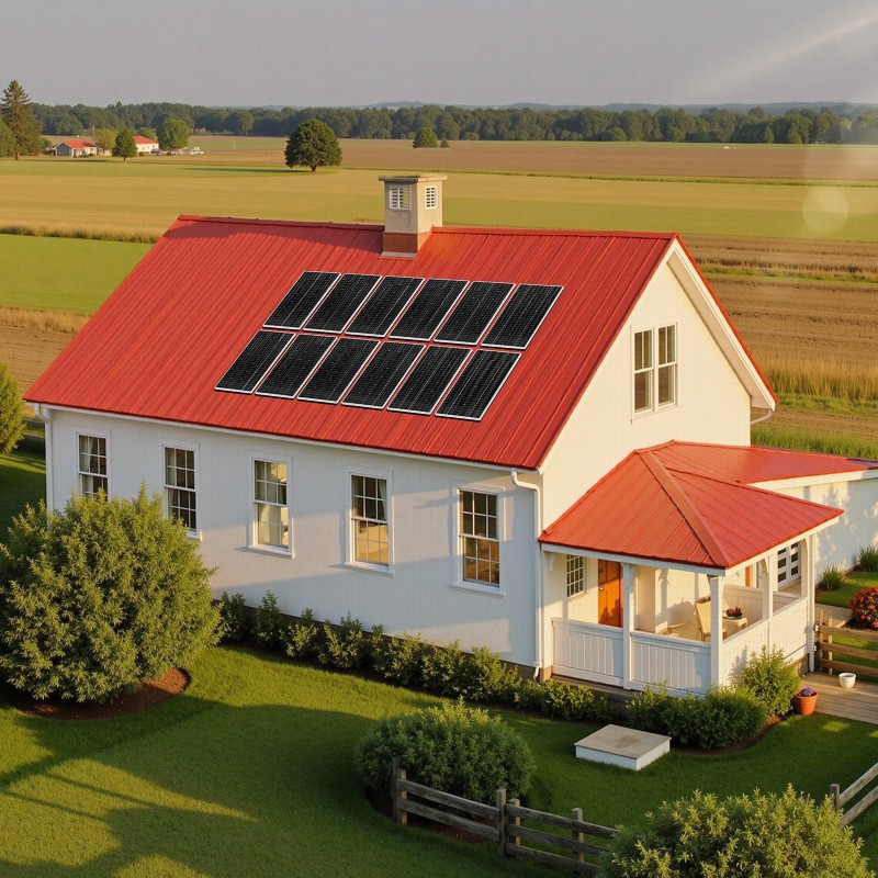 Aurinkosähköpaketti 2400W 48V 12 kpl 200W paneelia 100Ah LiFePO4-akku 48V 5000W hybridi-invertteri