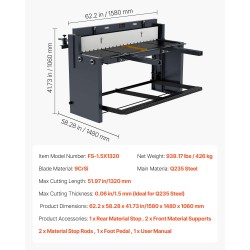 Levyleikkuri jalkakäyttöinen alumiinille ja teräkselle 1320 mm 1,5 mm