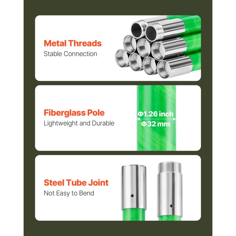 Teleskooppinen oksasaha lasikuituvarsi 8 m 65Mn-teräs oksien karsintaan