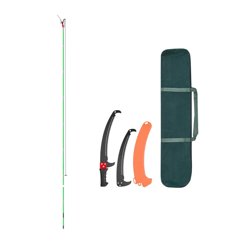 Teleskooppinen oksasaha lasikuituvarsi 8 m 65Mn-teräs oksien karsintaan