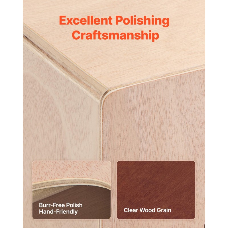 Cajon-laatikko suuri koivupaneeli virvelalangat mahonki poppeli 305 x 305 x 508 mm