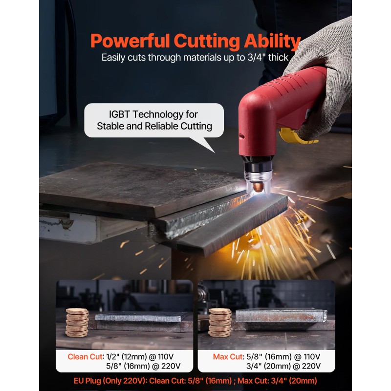 Kosketukseton plasmaleikkuri 65A invertteritekniikka 16 mm puhdas leikkaus digitaalinen näyttö