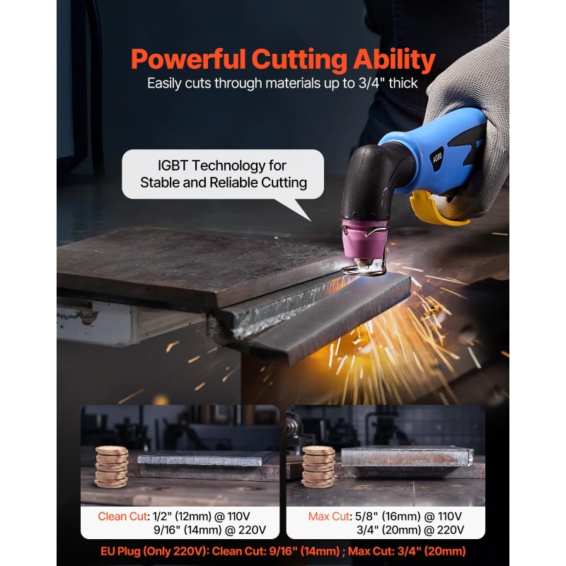 Kosketukseton plasmaleikkuri 65A IGBT-invertteritekniikka 14 mm puhdas leikkaus