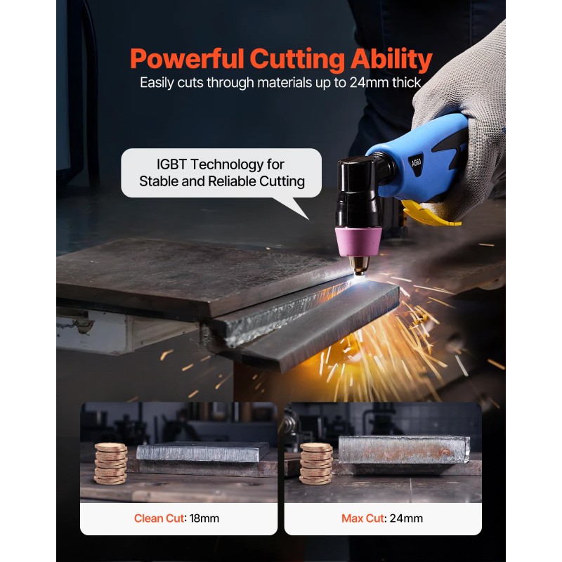 Kosketusplasmaleikkuri 400V 3-vaiheinen 60A teolliseen käyttöön 18 mm leikkuukapasiteetti