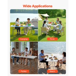 Taitettava hyötypöytä muovikansi hiiliteräsrunko 180×70×73 cm 150 kg kantavuus