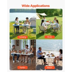 Taitettava apupöytä valkoinen muovi ja hiiliteräs 122 x 60 cm 100 kg