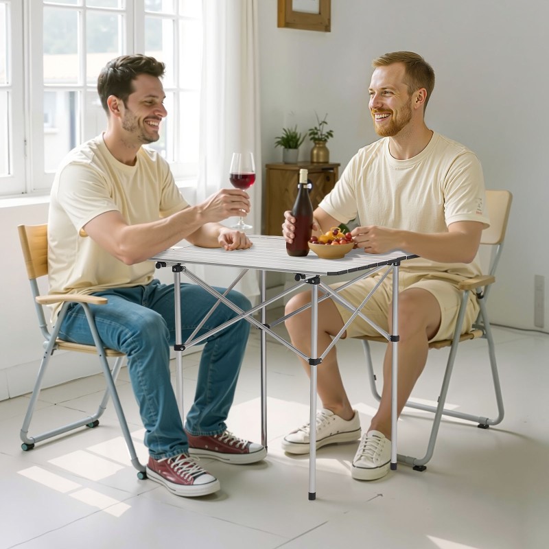 Taitettava alumiiniseos retkipöytä 70 cm 30 kg kantavuus mukana kantolaukku retkeilyyn