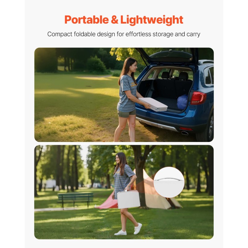 Kokoontaitettava retkipöytä säädettävä korkeus MDF-pinta alumiinirunko verkkohylly hopea