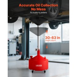 Jäteöljyn keräyssäiliö 30L PE-muovi säädettävällä 420 mm suppilolla pyörillä manuaalisella tyhjennyksellä