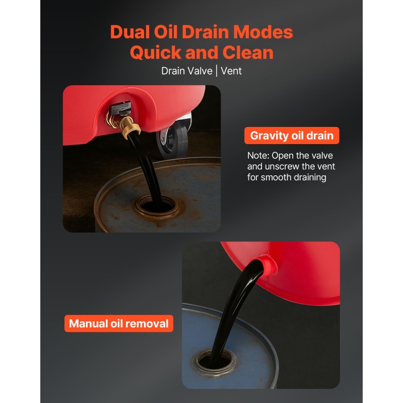 Jäteöljyn keräyssäiliö 68 litraa PE-muovinen säädettävällä suppilolla pyörillä