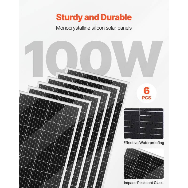 Aurinko- ja tuulivoimapaketti 6 kpl 100W monikidepaneelia 400W tuuliturbiini 25.6V 100Ah akku