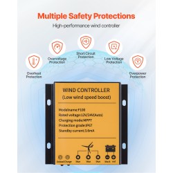 Aurinko- ja tuulivoimapaketti 6 kpl 100W monikidepaneelia 400W tuuliturbiini 25.6V 100Ah akku