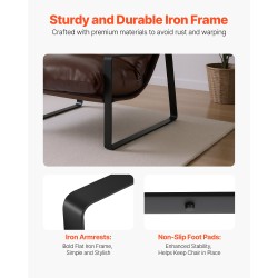 Nojatuoli PU-nahkaverhoiltu vaahtotäyte tasarunkoinen ruskea 80x75x82 cm