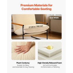 Nojatuoli vakosamettiverhoilu rautarunko täyspuu käsinojat ergonominen puolikalteva selkänoja 88x75x85 cm