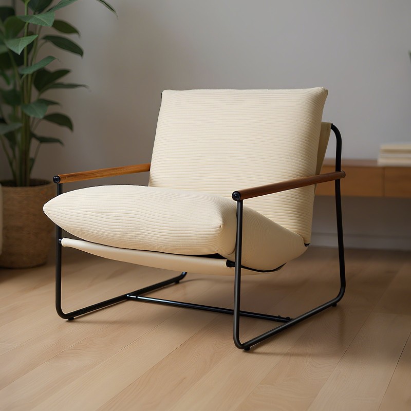 Nojatuoli vakosamettiverhoilu rautarunko täyspuu käsinojat ergonominen puolikalteva selkänoja 88x75x85 cm