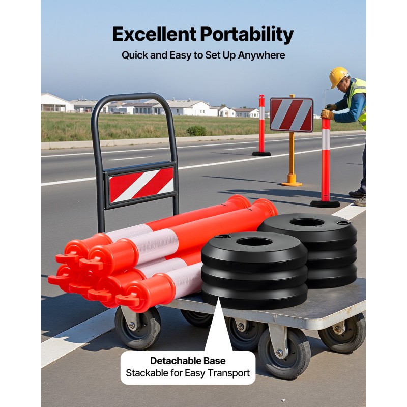 Liikenteen rajauspylväät polyeteenimuovia korkeus 1140 millimetriä kaksi kappaletta punainen heijastinnauhalla työmaille