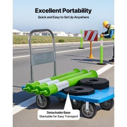 Liikenteen ohjaustolpat 3 kpl muovi ja kumi 1140 mm 360 asteen heijastinnauhalla