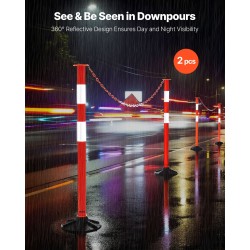 Liikenteen ohjaustolpat 2 kpl 871 mm punainen heijastavilla nauhoilla 1,5m ketjulla