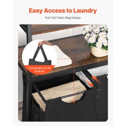 Pyykkilajittelija 600D Oxford-kangas kahdella lokerolla irrotettavat pussit musta