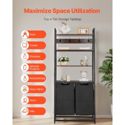 Pyykkilajittelija 600D Oxford-kangas kahdella lokerolla irrotettavat pussit musta