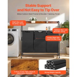 Pyykkilajittelukori metallirunkoinen 45,2 gallonaa kaksi lokeroa irrotettavat pyykkipussit musta