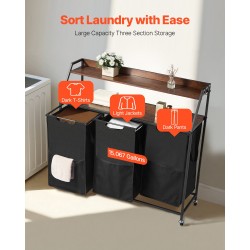 Pyykkilajittelukori metallirunkoinen 45,2 gallonaa kaksi lokeroa irrotettavat pyykkipussit musta