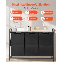 Pyykkilajittelija 3 irrotettavaa säkkiä 600D-kankaasta pöytätasolla metallirungolla musta