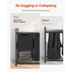 Pyykkilajittelija 4-osainen musta kestävästä kankaasta irrotettavilla pusseilla