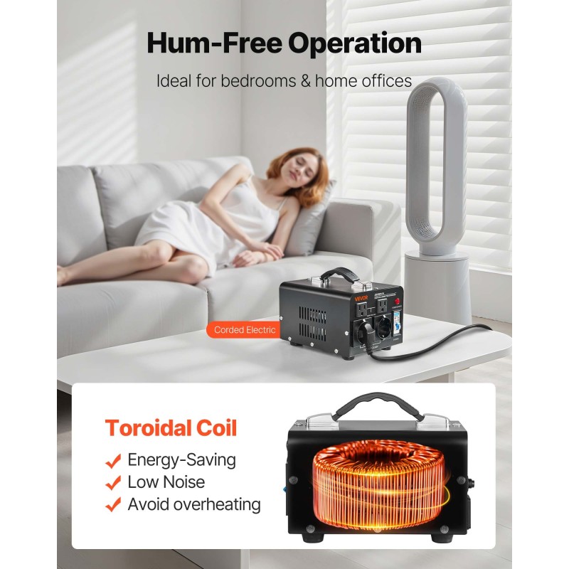 Jännitemuunnin 1500VA kaksisuuntainen 110V ja 220V metallikotelo ylikuormitussuoja