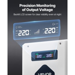 Jännitemuunnin 3000VA metallikotelo 110V–220V 2 EU-pistorasiaa USB Type-C LCD