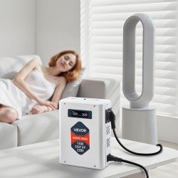 Jännitemuunnin 110V–220V 2000VA metallikuori 2 EU-pistorasiaa USB ja USB-C