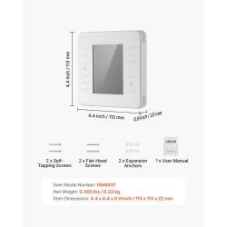 Seinään asennettava ohjelmoitava termostaatti valkoinen suuri näyttö taustavalolla 7 päivän ohjelmointi