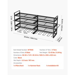 Seinäasennettava sähkötyökaluteline 4 tasoa hiiliteräs musta 8 porapidikettä