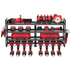 Seinäasennettava sähkötyökaluteline 4 tasoa hiiliteräs musta 8 porapidikettä