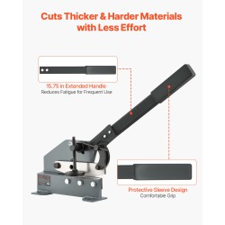 Käsikäyttöinen levyleikkuri teräkselle alumiinille ja kuparille 130 mm leikkauspituus 6 mm paksuus
