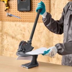 Manuaalinen penkille kiinnitettävä levyleikkuri kovetetut terät teräsrunko 70 mm 1,9 mm