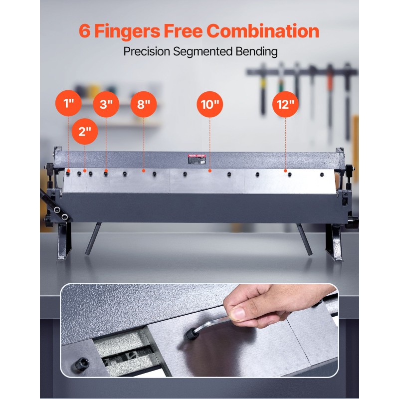 Levyjarru 36 tuumaa pöytään kiinnitettävä 1,5 mm taivutuksiin 6 irrotettavaa sormea