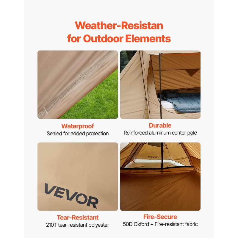 Kolmiomainen retkeilyteltta 1–2 hengelle 210T taftikangas kamiinaläpivienti integroitu pohjamatto alumiinitangot