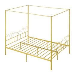 Teräs katossängyn runko 211 x 155 cm patjalle kultainen neljän pylvään katosrakenne