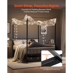 Metallinen katossänky neljällä pylväällä täysikokoinen musta 12,4 tuuman vapaa tila