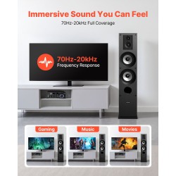 3-tie lattiakaiutin MDF-kotelo kaksi 133mm bassoa 19mm ja 25.4mm diskantit VV-2501F