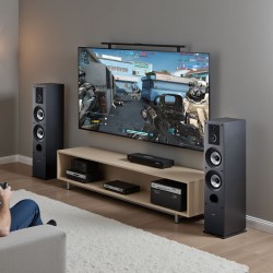 Lattiamalliset passiivikaiuttimet kaksitie MDF-kotelolla kaksi 165 mm bassoelementtiä paripakkaus