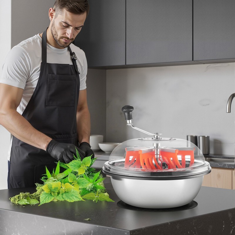 Manuaalinen 16-tuumainen silppurikulho ruostumatonta terästä lehdille ja nuppuille