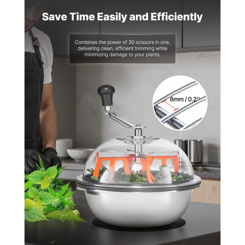 13-tuumainen trimmauskulho 201-ruostumatonta terästä alumiinikahvalla kolmella vaihtoterällä